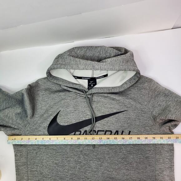 Nike Baseball hoodie Sweatshirt Mens Medium Fleece DRI-FIT Graphic Logo Gray - Picture 6 of 10